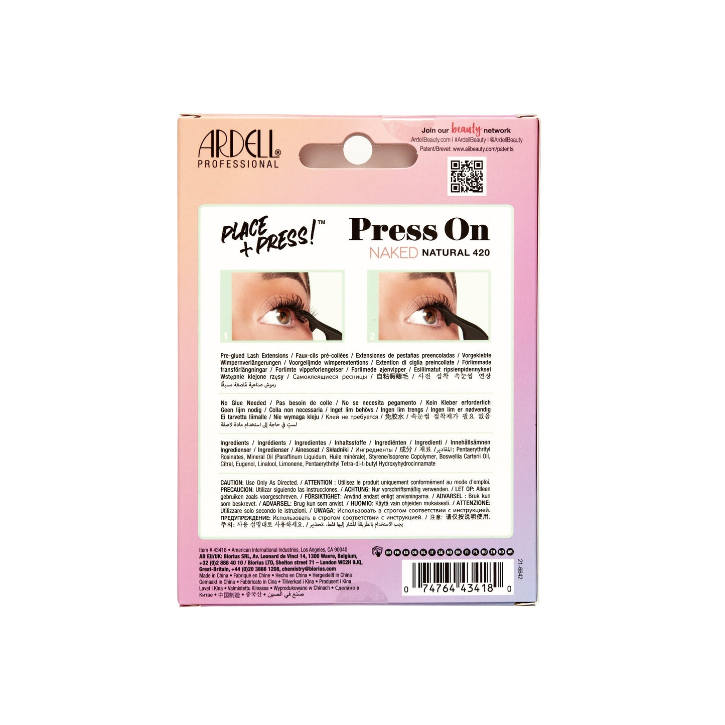 Press On Pre-Glued Underlash Extensions Naked 420 Back