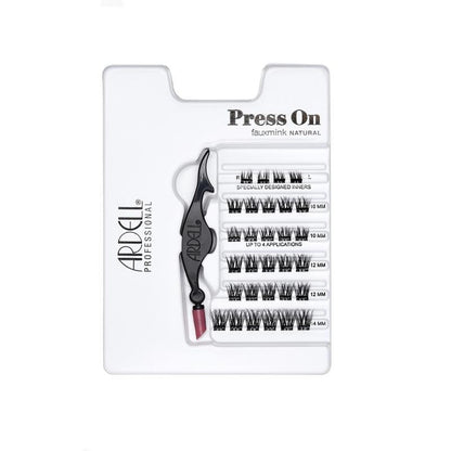 Ardell Press On faux mink natural eyelashes with applicator on a white background