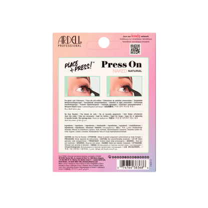 Back packaging of Press On Pre-Glued Underlash Extensions Naked Natural 100 ct