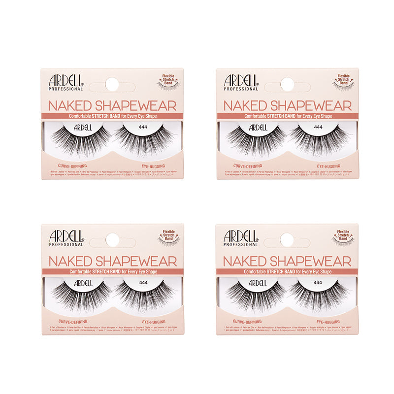 Four packages of Ardell Naked Shapewear false eyelashes on a white background
