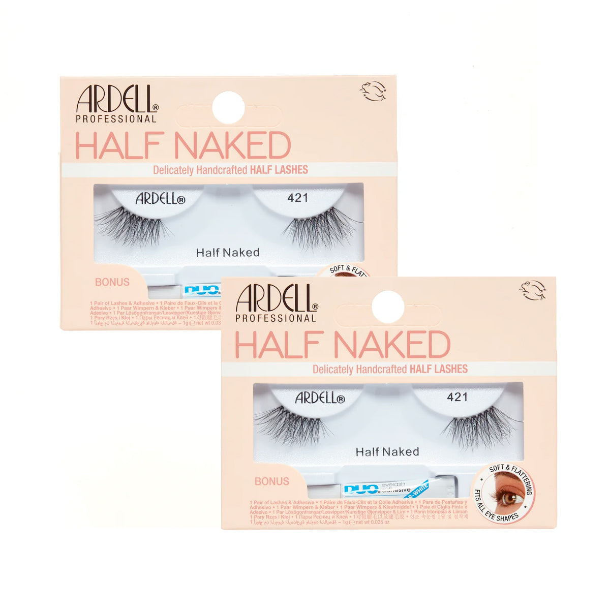Two packages of Ardell Half Naked false eyelashes on a white background