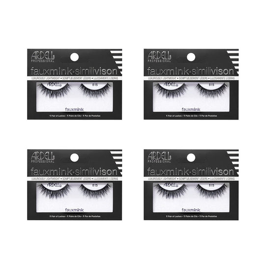 Four packages of Ardell faux mink eyelashes on a white background