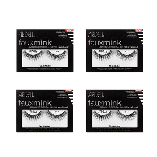 Four packages of Ardell fauxmink eyelashes on a white background
