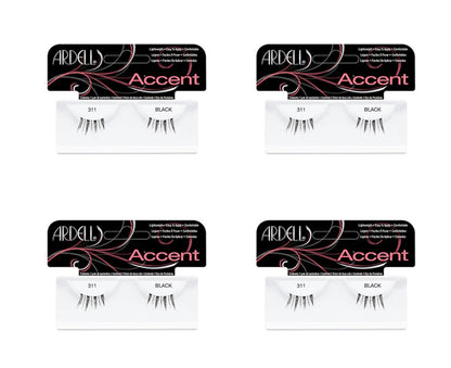 Four packages of Ardell Accent false eyelashes on a white background