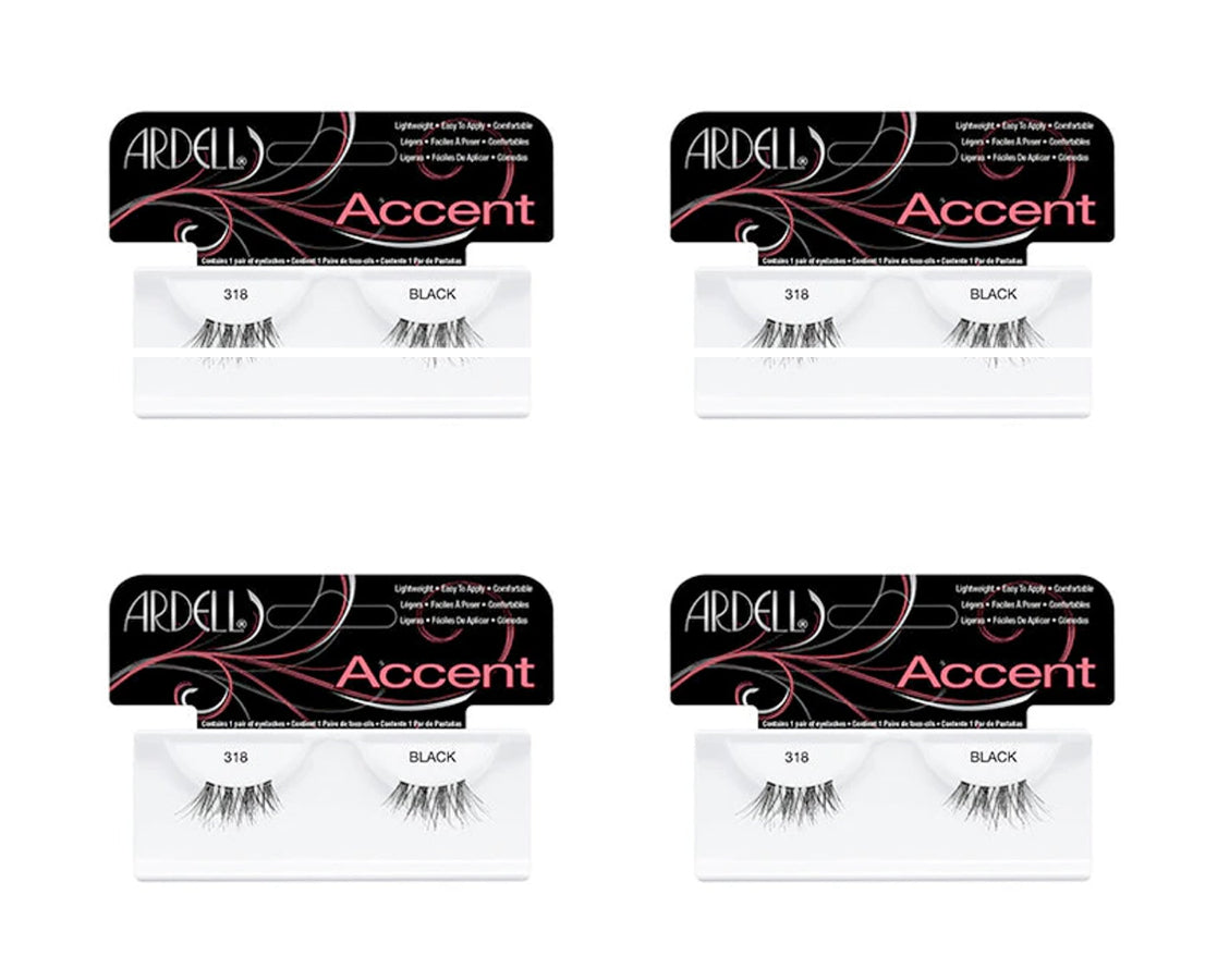 Four packages of Ardell Accent false eyelashes on a white background