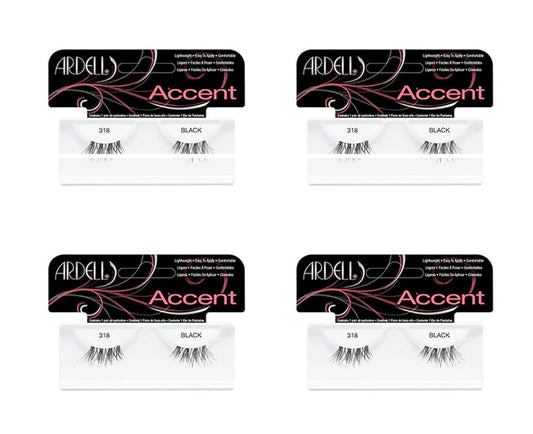 Four packages of Ardell Accent false eyelashes on a white background