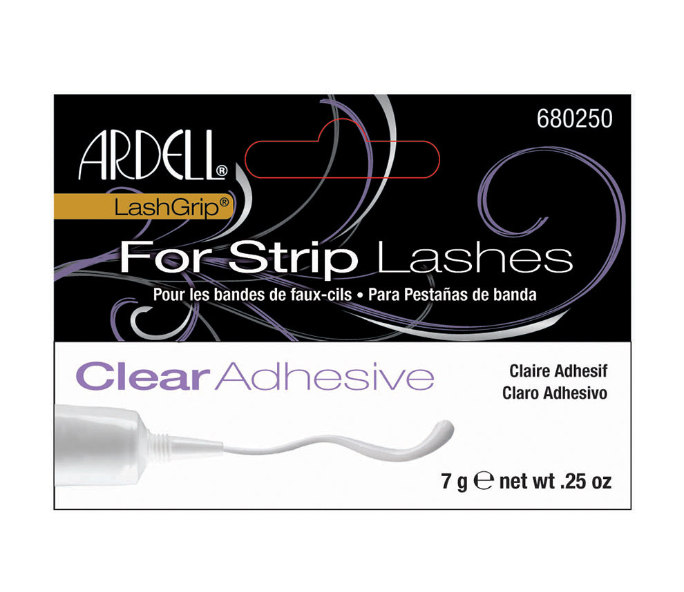 Front view of Ardell Lashgrip Strip Adhesive Clear 0.25 oz retail wall hook packaging