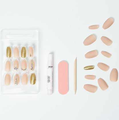laid down separately a complete set with tools of Ardell Nail Addict Artificial Nail -Nude Jeweled variant