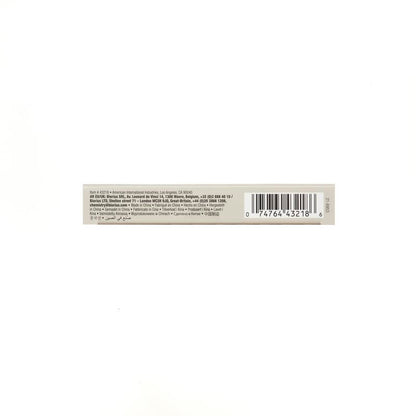Product label with a barcode on a white background