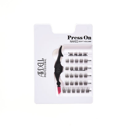Tray of Ardell Naked Press on Lash Underlash Extensions Soft Volume, pre-glued and ready to apply lash segments.