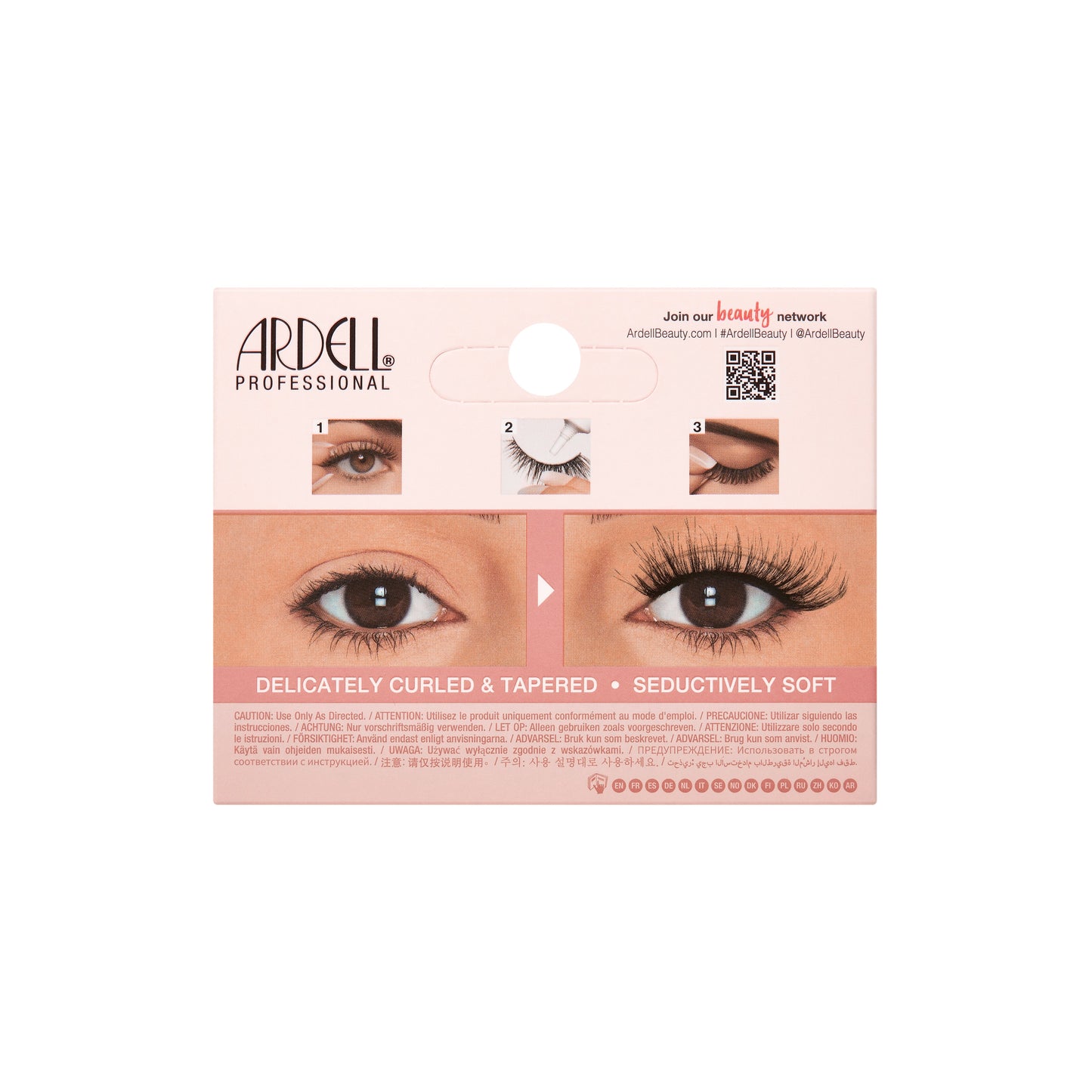 Ardell eyelash packaging with an eye illustration on a white background