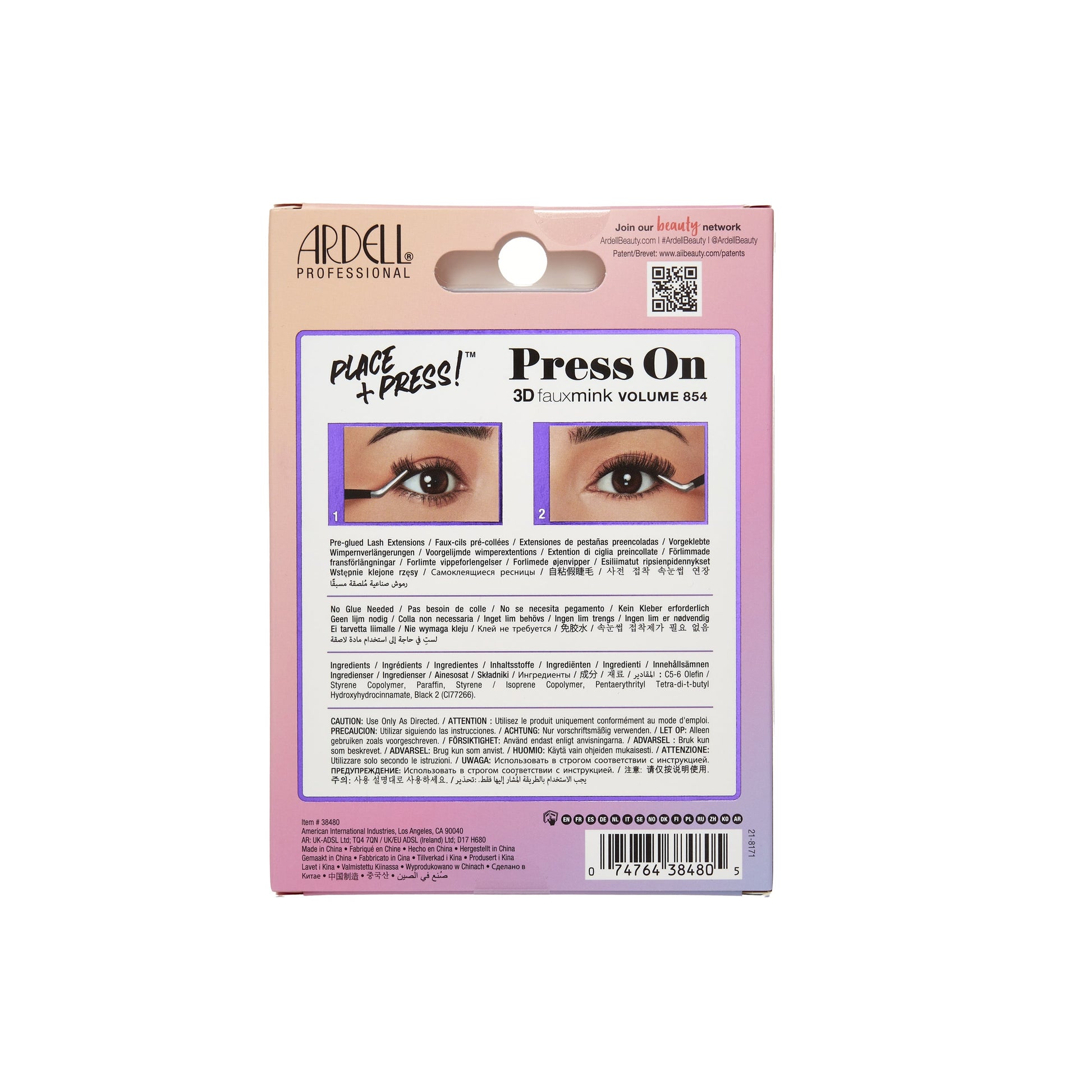 Press On Overlash 3D Fauxmink Volume 854 Back