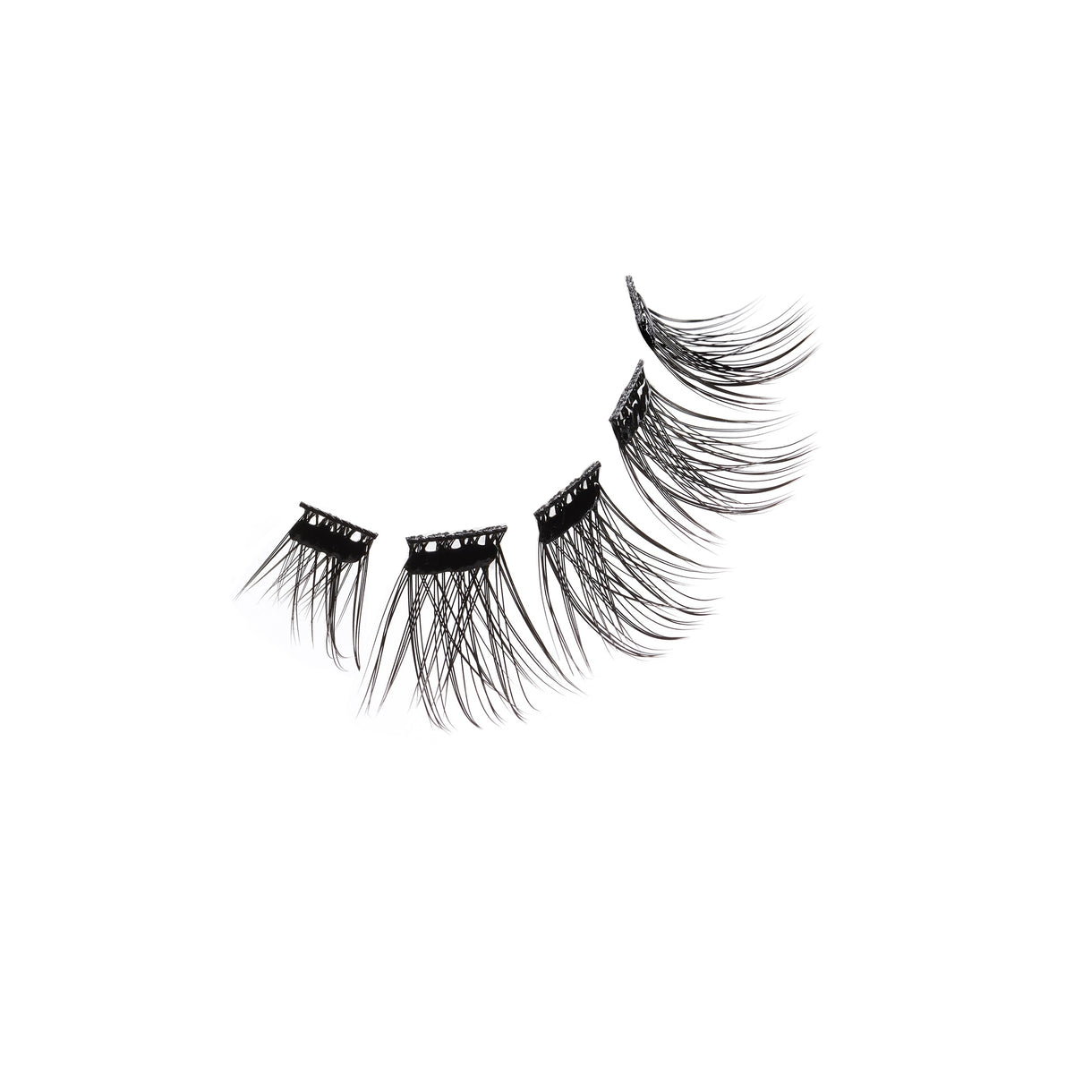 Floating set of Ardell Press-On Wispies Volume Lashes on a white background