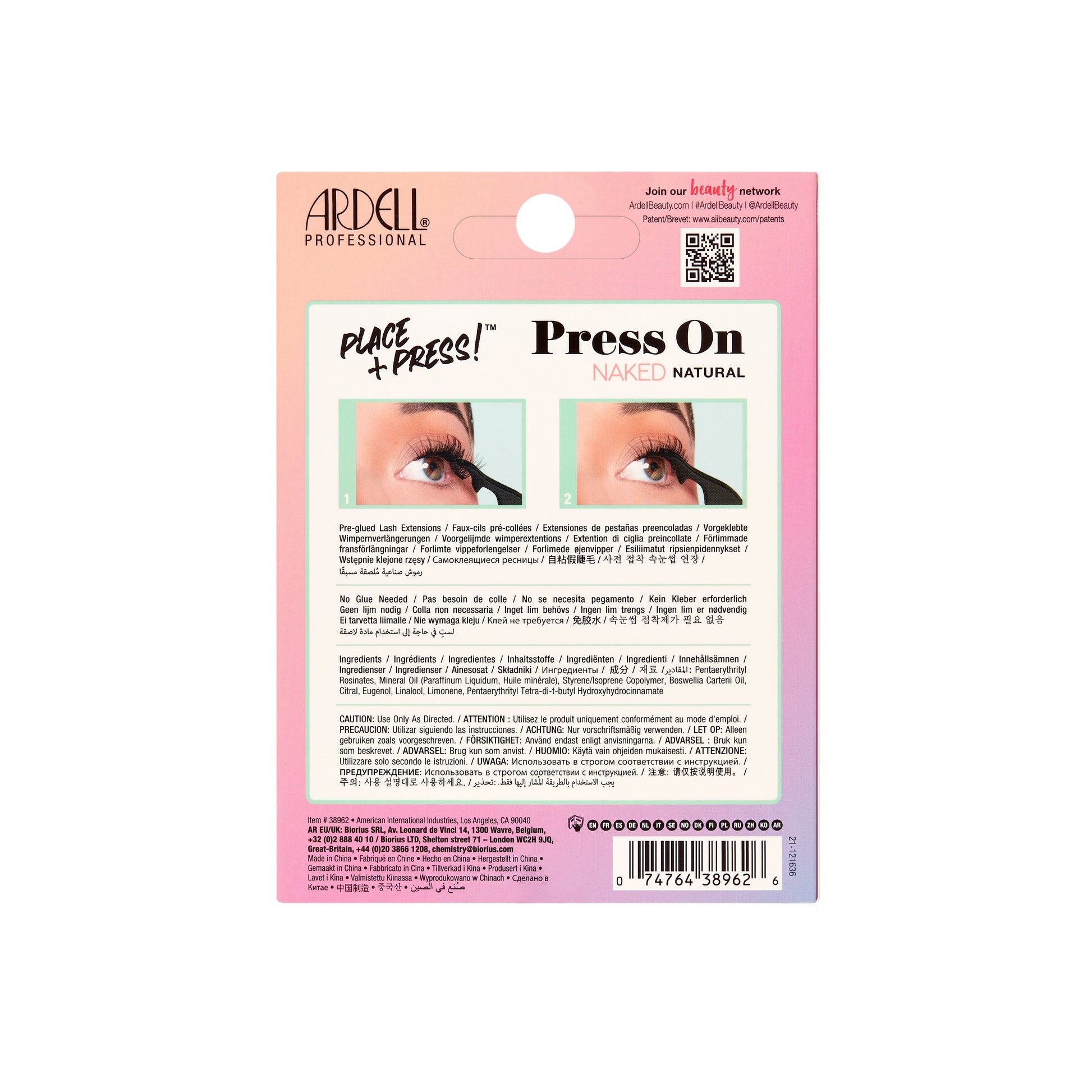 Back packaging of Press On Naked Natural 60 ct