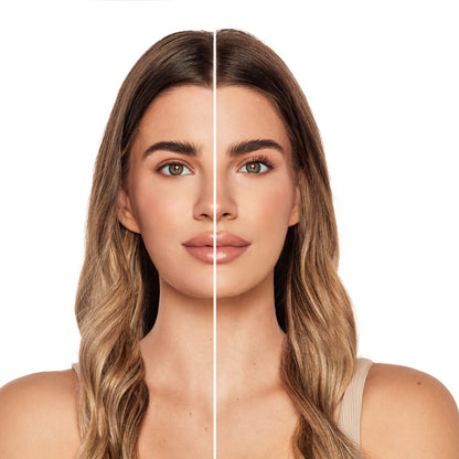 Seamless Underlash Extensions Fauxmink D Curl 32 ct on model with round eye shape