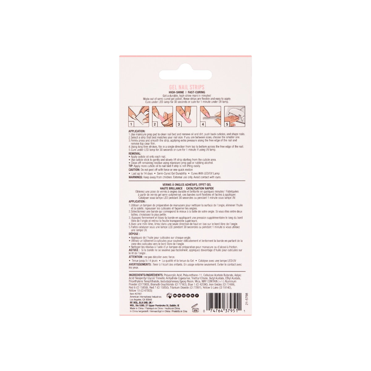 Back details of Ardell Nail Addict Gel Nail Strips