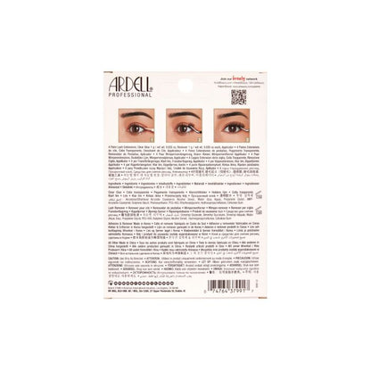 Back of Ardell Wispy Extensions 4-Pack with application instructions and lash care information.