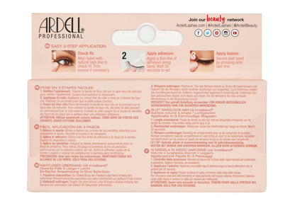 Back of Ardell Naked Lash 426 false lashes retail packaging with instructions in different languages