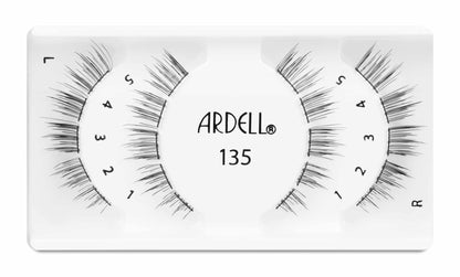 Ardell X-Tended Wear Lashes 135 in numbered tray, designed for long-lasting wear with tapered, lightweight lash segments.