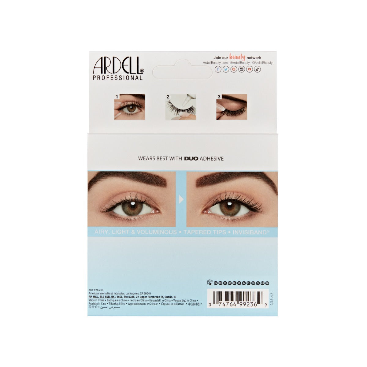 4 pair of lashes in back of packaging