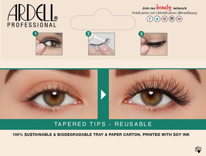 Back details of Ardell's Ecolashes 455 packaging with application & removal instructions & its inclusions